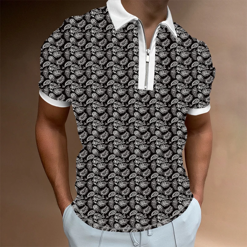 

Mens Clothing 2022 Personalized Pattern 3D Printing Men's Zipper Polo Shirt Business Casual Large Size Short-sleeved Top