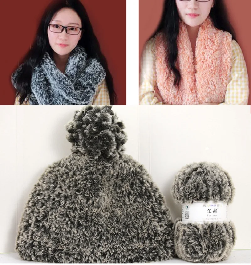 

2 Pieces Skeins Faux Fur Yarn Fuzzy Chunky Fluffy Eyelash Crochet Threads for Sweater Blanket Rug Scarf Hat Knitting Project