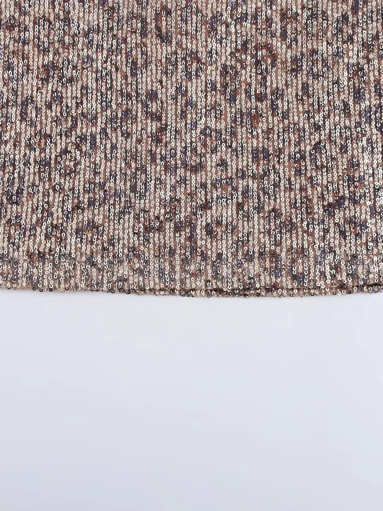 Осенняя женская короткая юбка TRAF 2024 мини-юбка с блестками и украшением стильная