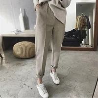 2021 winter casual high waist woolen harem pants new women bottoms pants spring fashion casual thick warmth suit trousers new