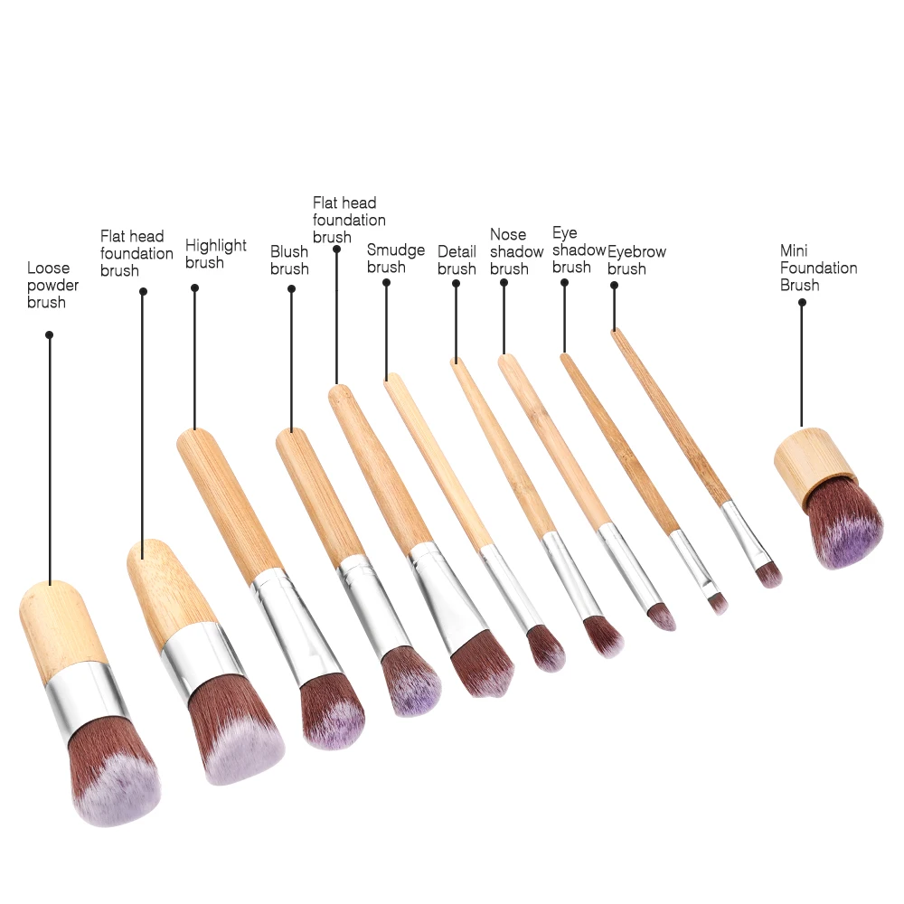 11 шт. натуральная бамбуковая ручка набор кистей для макияжа Высокое качество
