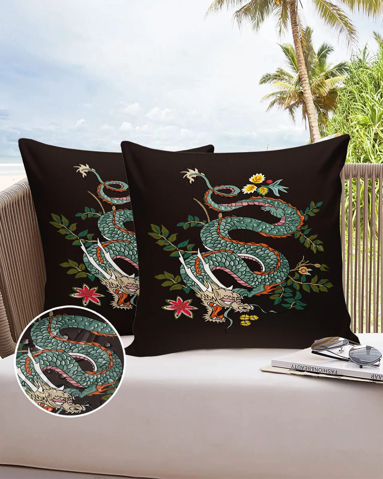 

Комплект наволочек из 2/4 предметов, роскошные с рисунком дракона, цветов, зеленых листьев, наволочка для спальни, гостиной, дивана, подушки