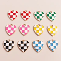 10pcs 16x18mm colorful enamel love heart charms for pendants necklace earrings diy keychain jewelry making accessories