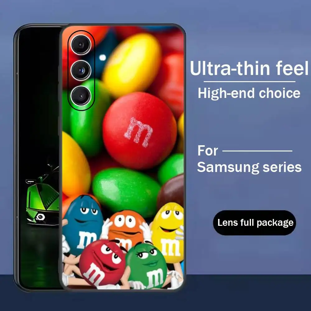 Фото Забавный стильный чехол для телефона с изображением конфет M&Ms, черный, силиконовый, мягкий, для Samsung Galaxy A73, A72, A71, A70, A53, A52, A51 №4