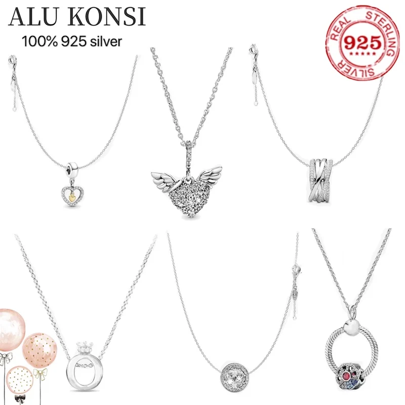 

Hot Sale high quality 100% 925 Sterling Silver Fit Original pan necklace For Women temperament luxury DIY Jewelry wedding gift