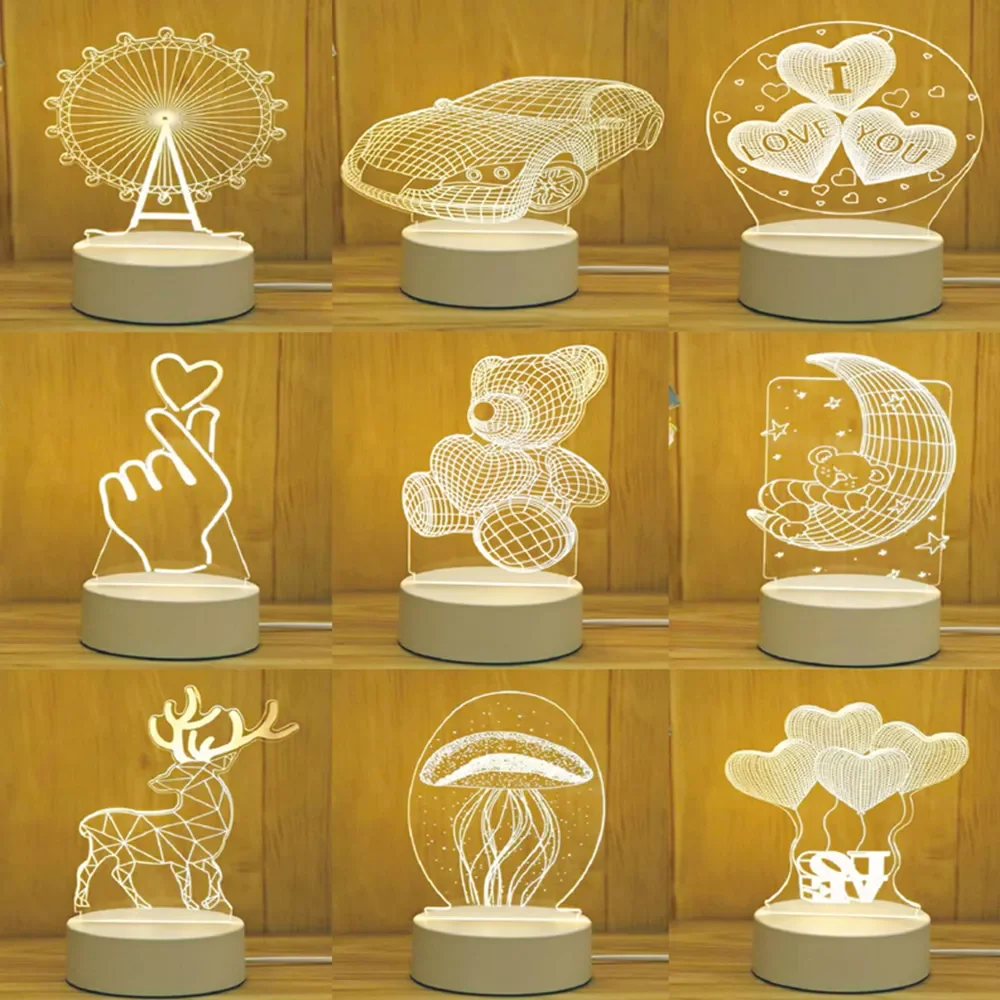 

Table Lamp Acrylic Desktop Nightlight Holiday Gift Christmas Home Decorative Desk lamp Bedroom Bedside Lamp настольная лампа