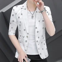 summer seven point sleeve suit men korean slim half sleeve small suit fashion trend printed sleeve suit coat