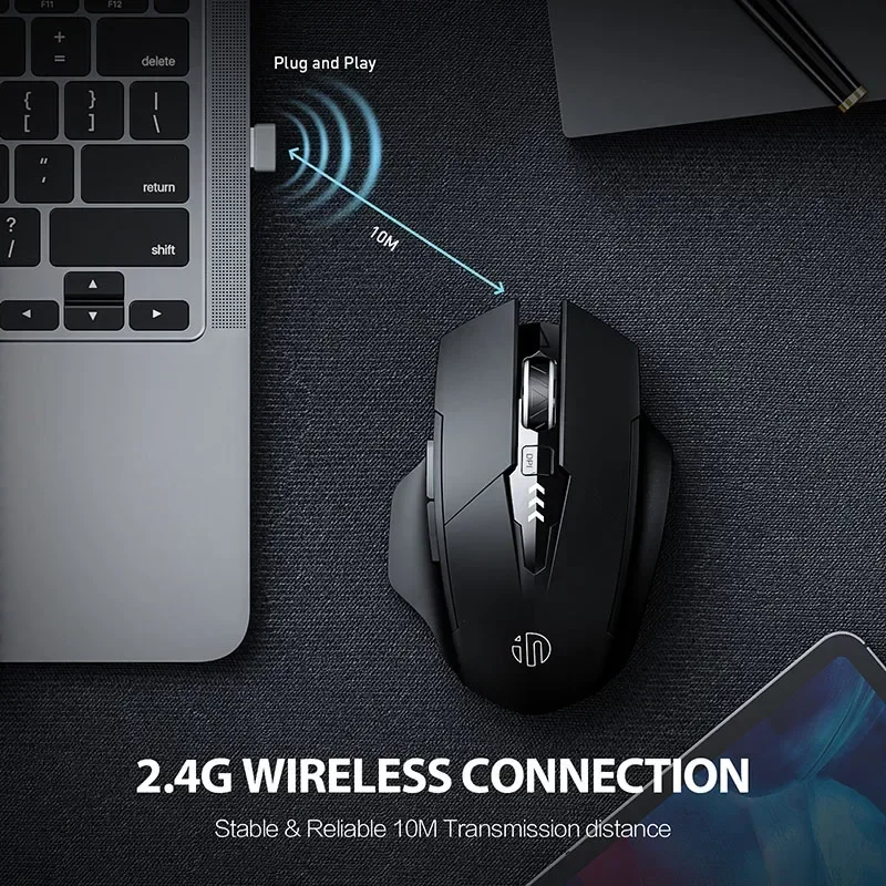 Беспроводная мышь INPHIC 2 4G 500 мАч эргономичный перезаряжаемый дисплей питания