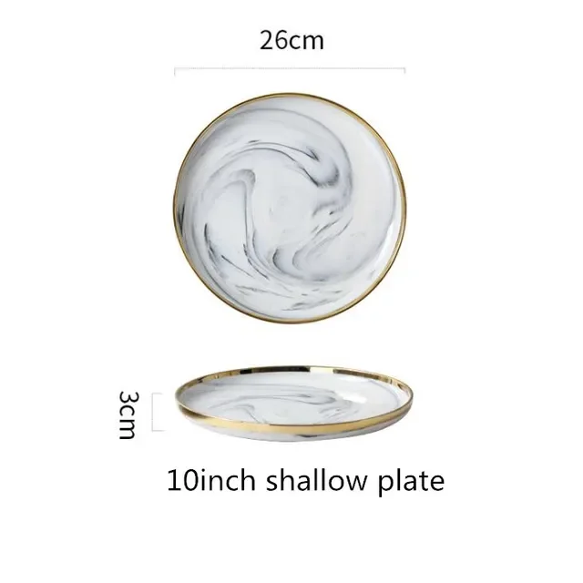 Новый двухсторонний фарфоровый обеденный поднос с серым мраморным узором