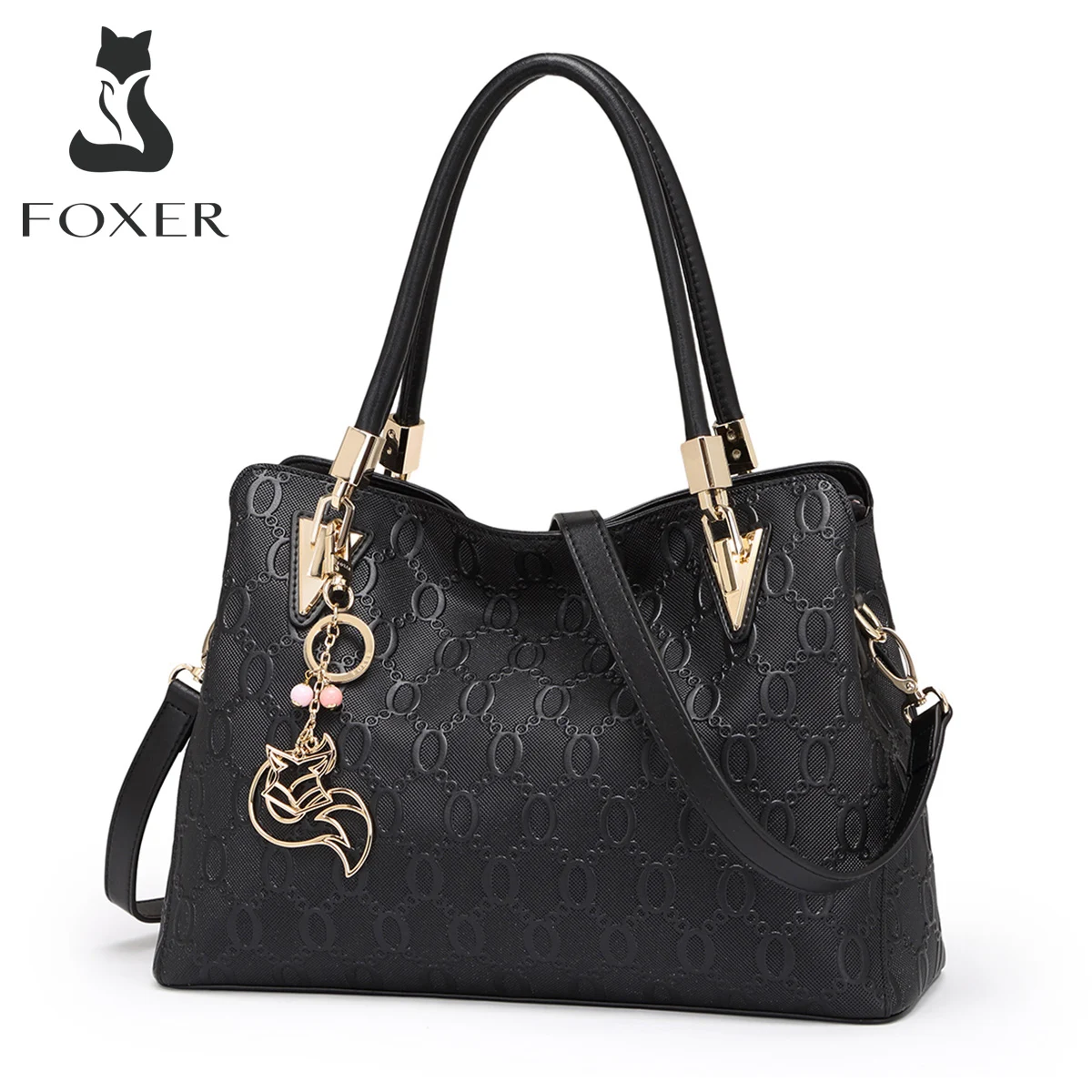 FOXER Women's Handbag Occident Style Crossbody Shoulder Bags Female Split Leather Totes Lady Commute Purse Office Top Handle Bag