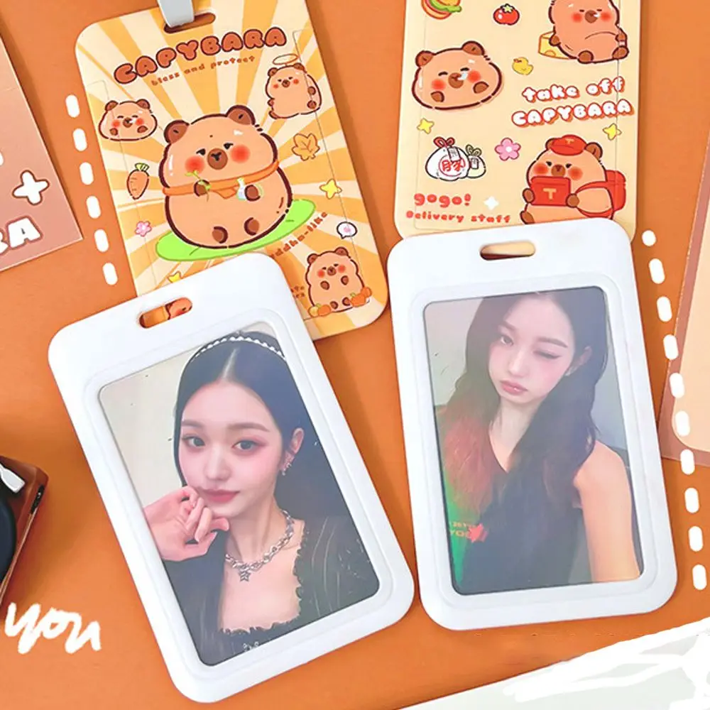 Милый пластиковый держатель для карт с надписью Капибара желтый чехол