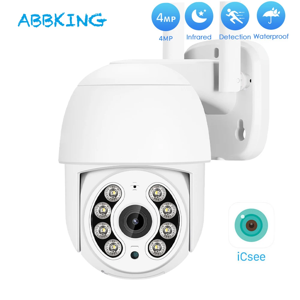 4MP 2K Wifi Camera Outdoor Security  Waterproof 2MP 1080P HD Wireless Surveillance PTZ Dome Camera iCsee Full Color Night Vision