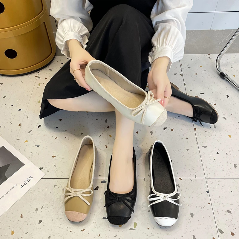 

Женские туфли с бантиком, мягкие повседневные кроссовки на плоской подошве, квадратный носок, Бабочка, платье, бабочка, разные цвета, на осен...