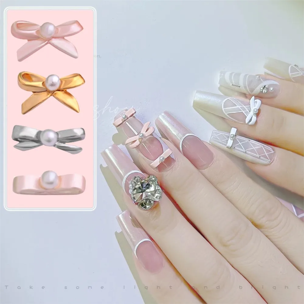 10 шт. розовая балетная лента с бантом подвески для ногтей шелковистый