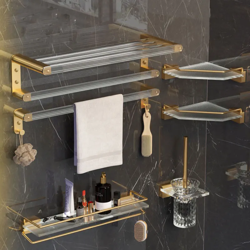 

Bathroom Hardware Kit, Gold Bathtub Accessories Wall Mounted Towel Rack, Towel Bar, Toilet Brush, Towel Hook, Paper Holder COOAN