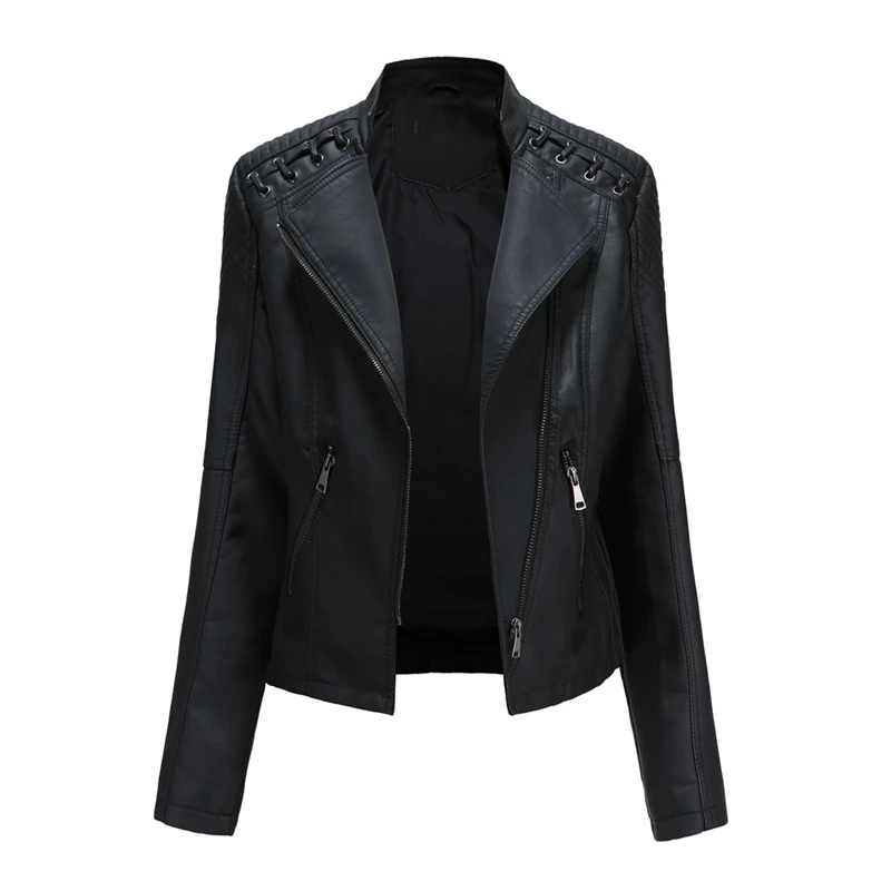 CCI Fashion Faux Leather Jackets Basic Women Outfits Moto Biker Coat  Clothes Gothic PU TOP Outwear YJ010C