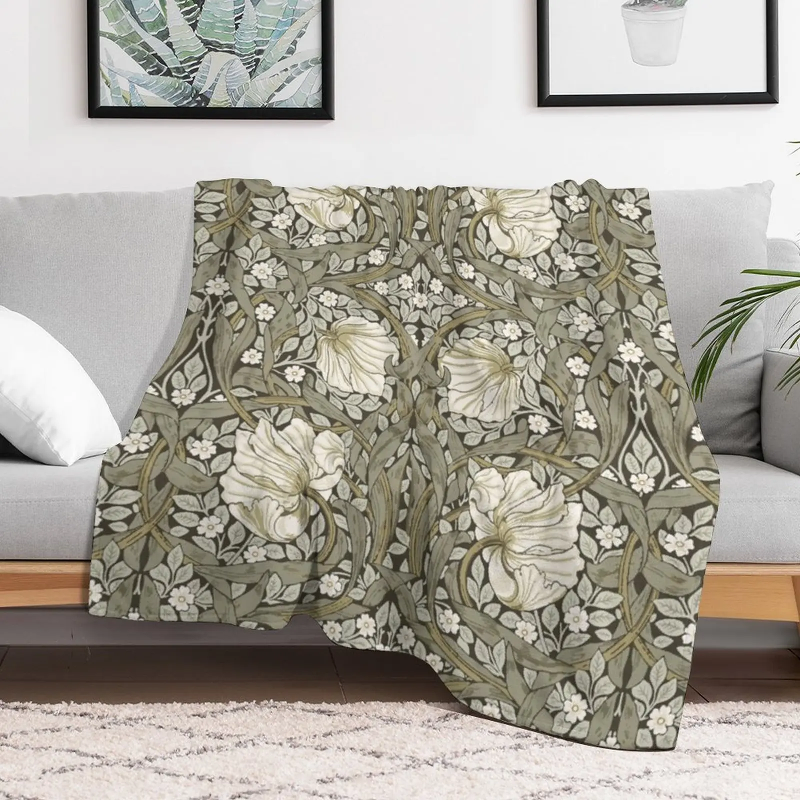 Пимпернель Уильям Моррис в шалфей и кремовом одеяле движущиеся одинарные