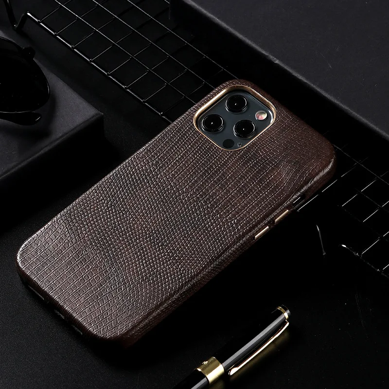 

Luxury Thin MagSafe Lizard Pattern Leather Back Cover For iPhone 12 Pro Max 12Mini Business Magnetic Full Cover Protection Cases