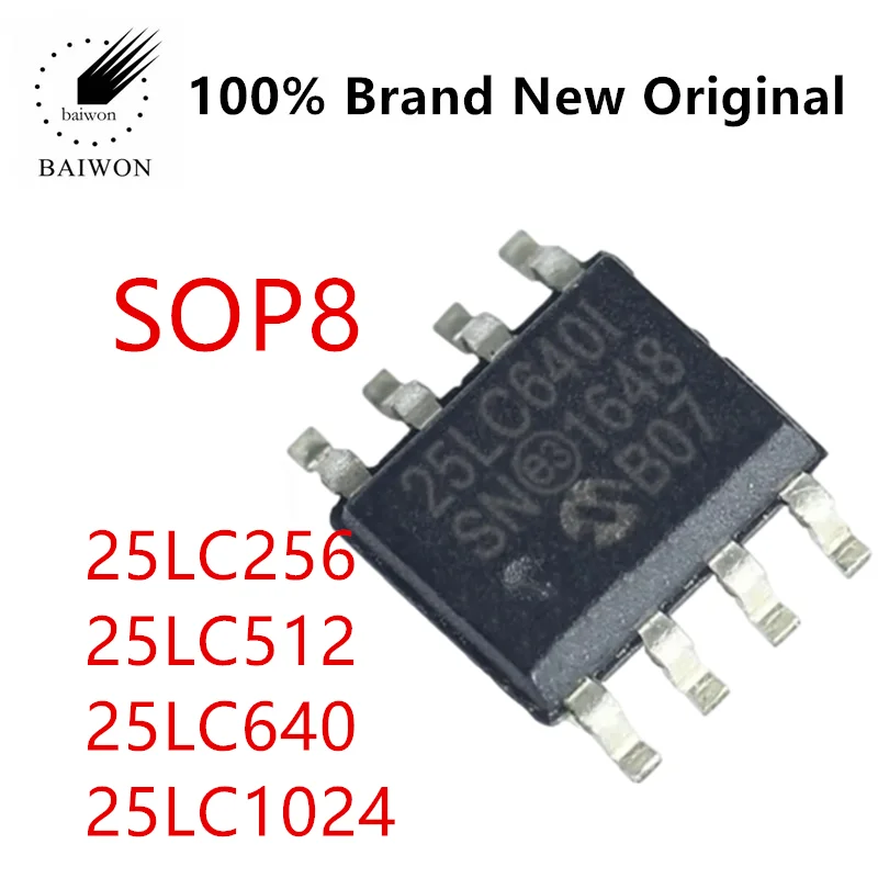 100% Оригинальные интегральные микросхемы 25LC256/512/640/1024-I T-I/SN SM SOP8 абсолютно новое хранилище