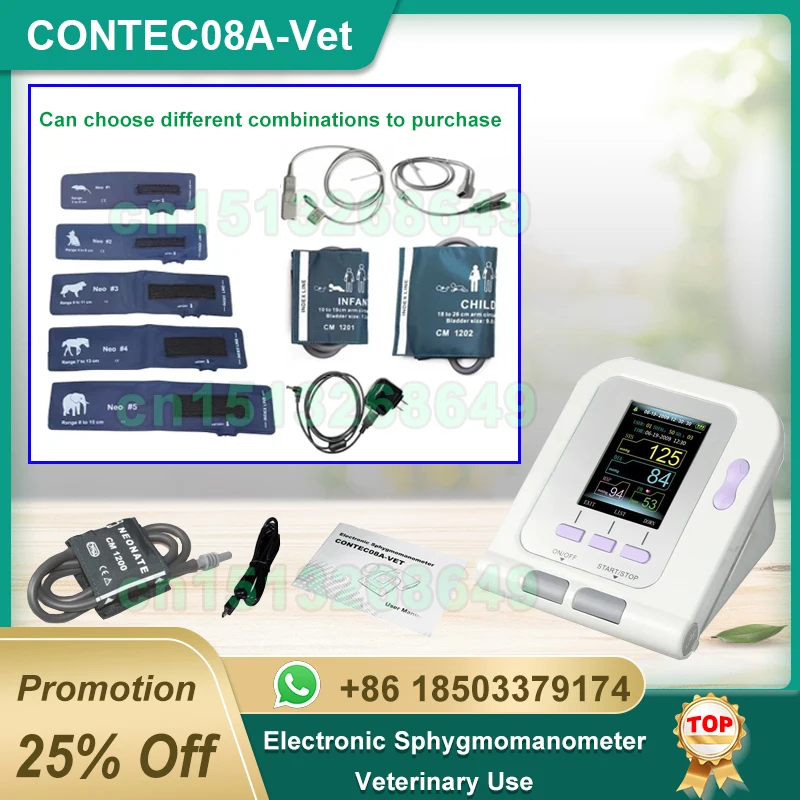 

CONTEC08A Vet use Electronic Sphygmomanometer Digital Blood Pressure Veterinary Vet Use Monitor Pets Dog Cat Horse etc