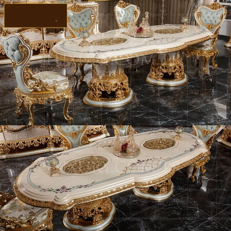 

Овальный Обеденный стол из массива дерева в Европейском стиле, большой семейный обеденный стол во французском дворе, обеденный стул, роскошная вилла