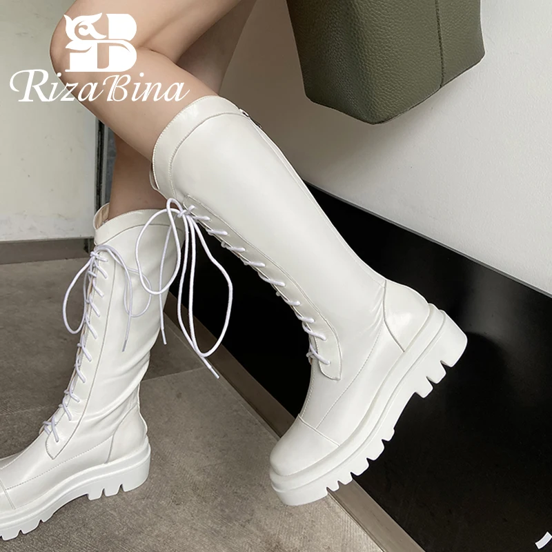 

RIZABINA Size 34-43 2022 Fashion Long Boots Thick Bottom Winter Warm Shoes New Female Knee Boots Stylish Women Footwear