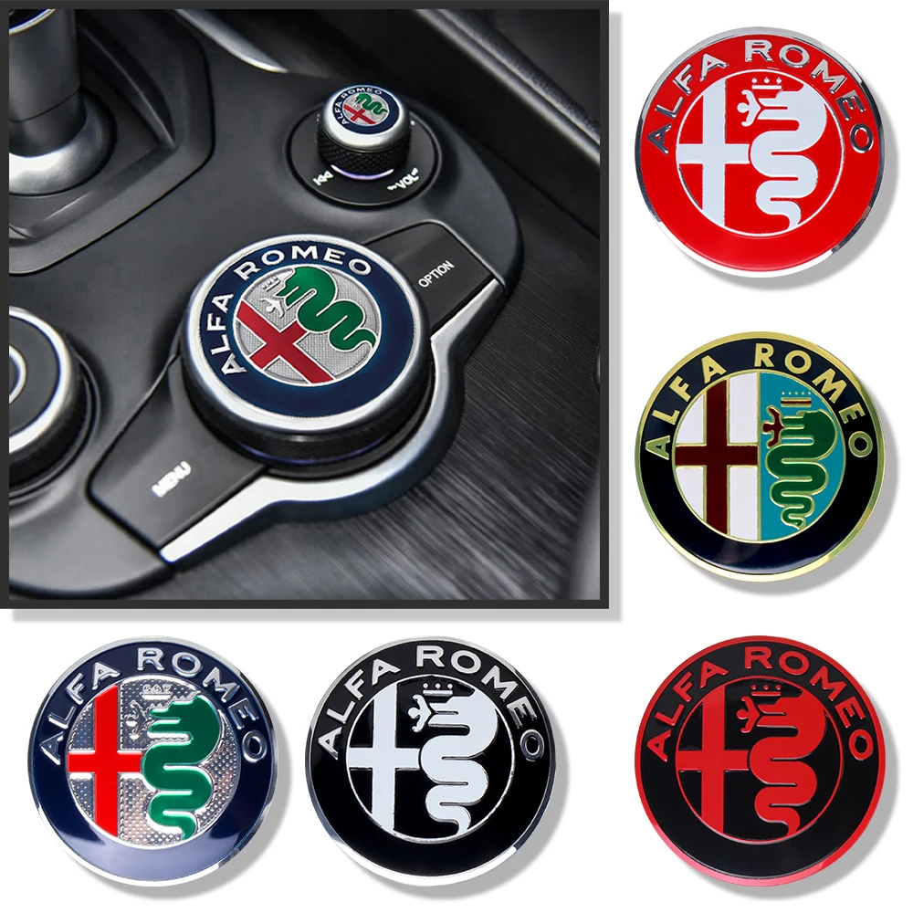 40mm Car Interior sticker/front Label Decorate Emblem Decal For Alfa Romeo Giulia Stelvio MiTo Giulietta Tonale ALFA 4C Volante