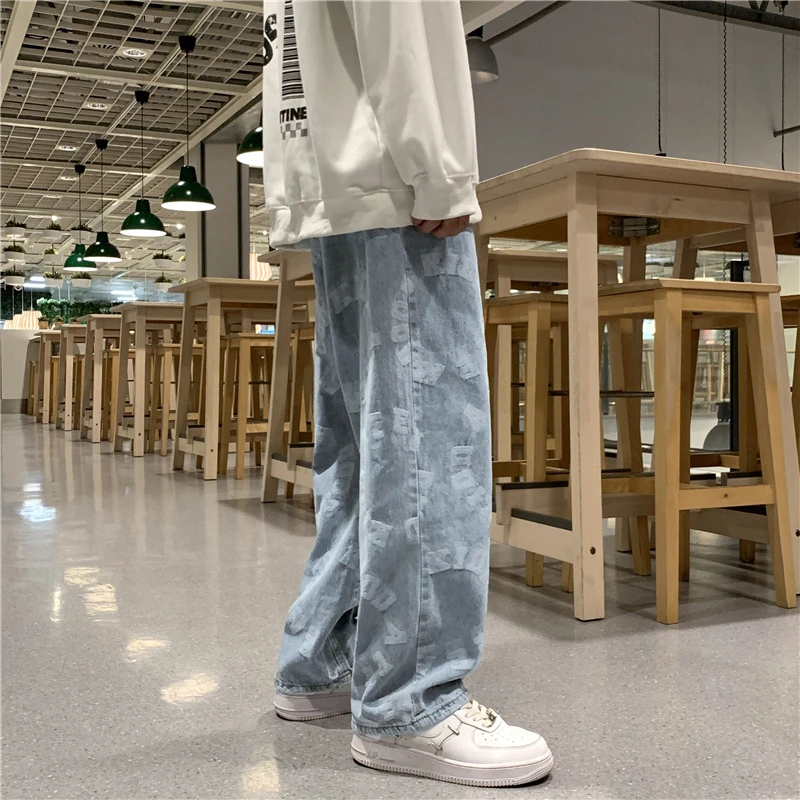 Men's Jeans Spring New Trend Fashion Brand Men's Pants Loose Straight Wide-Leg Harajuku Style Casual Long Pants