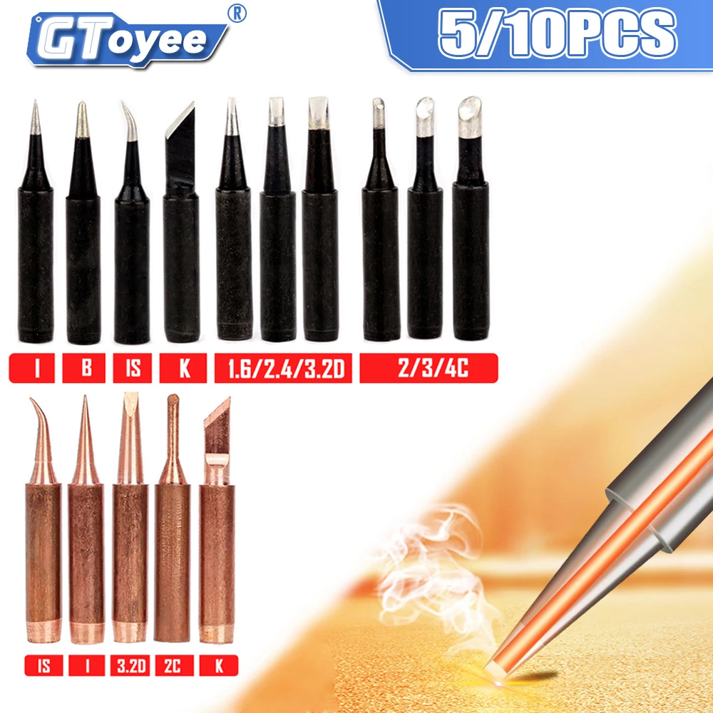 

5/10Pcs Electric Soldering Iron Head Tool Copper Welding Head 900M-T-K Pure Copper Soldering Iron Welding Equipment Welding Tool