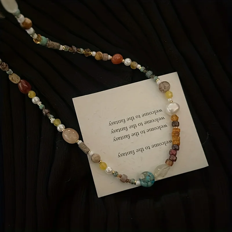 Ожерелье цепочка на ключицы ювелирные изделия из бисера новинка 2024 натуральный