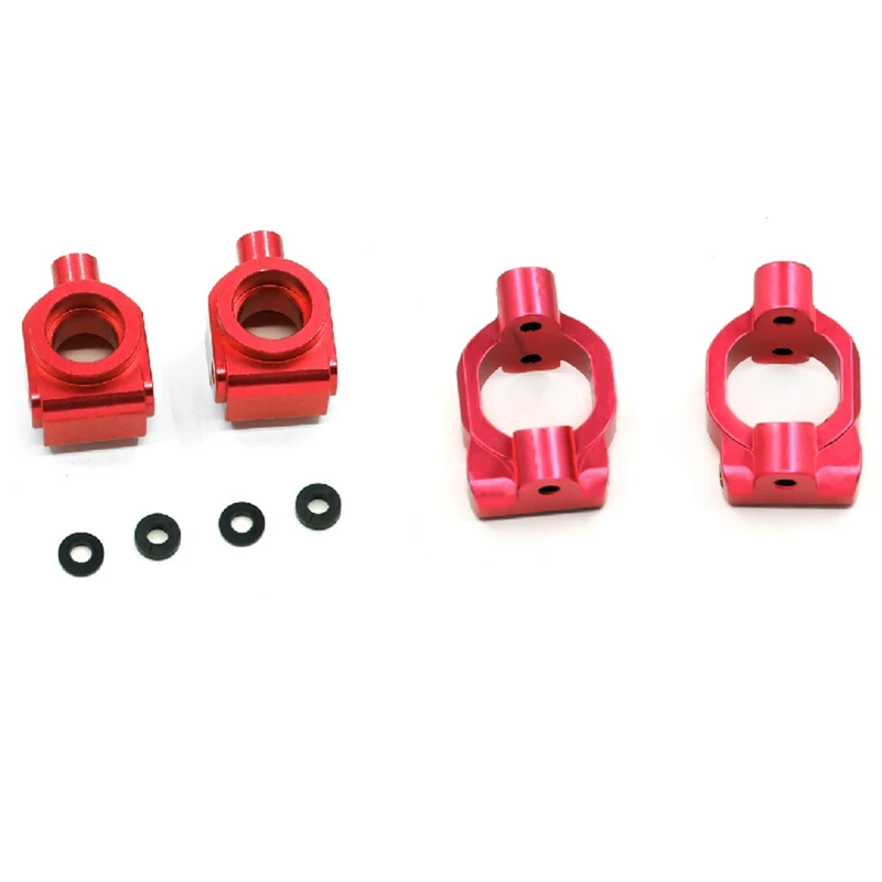 

2Pcs Aluminum Alloy Front C Hub Carrier Caster Block C Seat With 2Pcs Rear Wheel Axle Carrier Rear Axle Seat