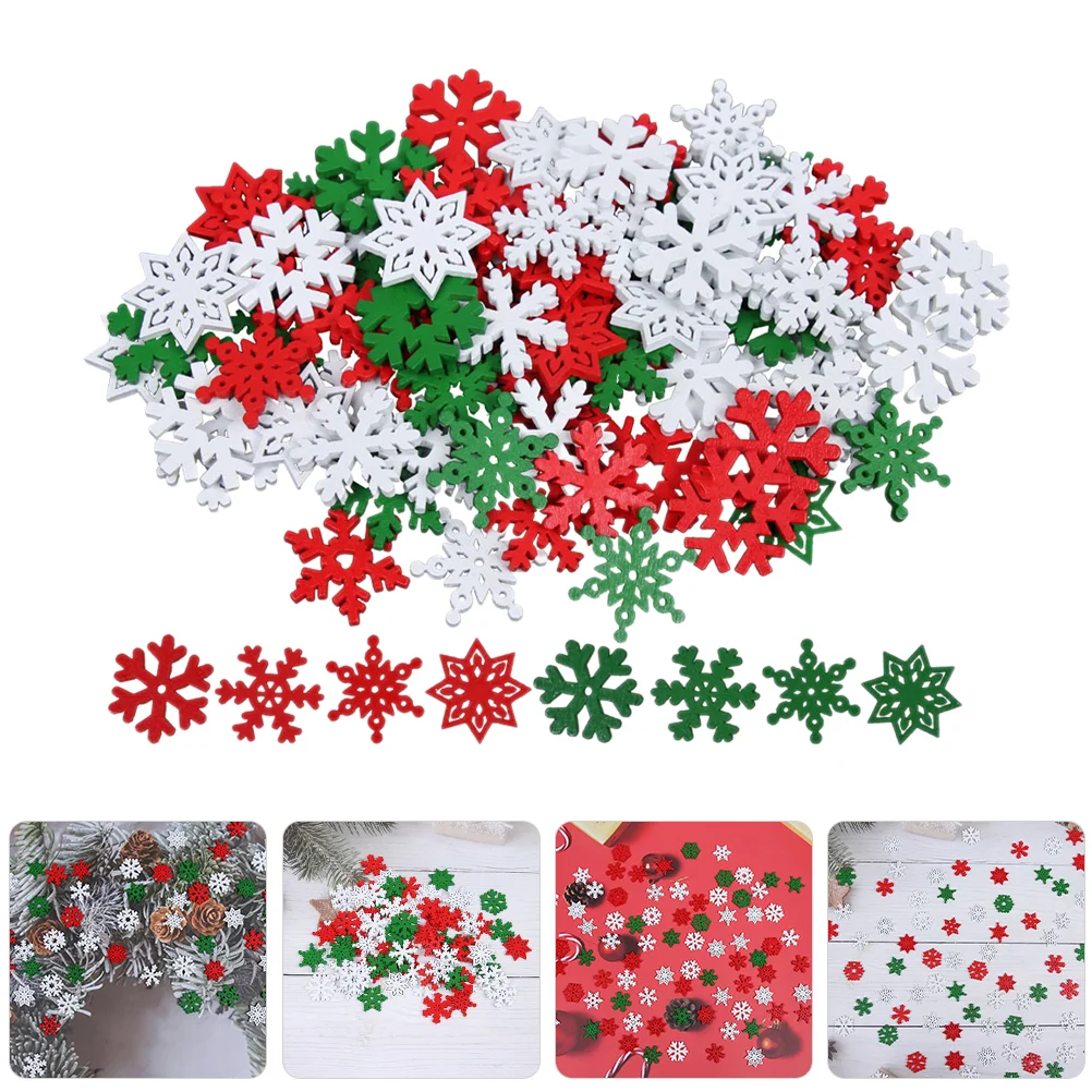 

50 Pcs Craft Supplies Materials Wood Snowflakes Ornaments Christmas Decorations Crafts Wooden Signs Winter Pendant DIY