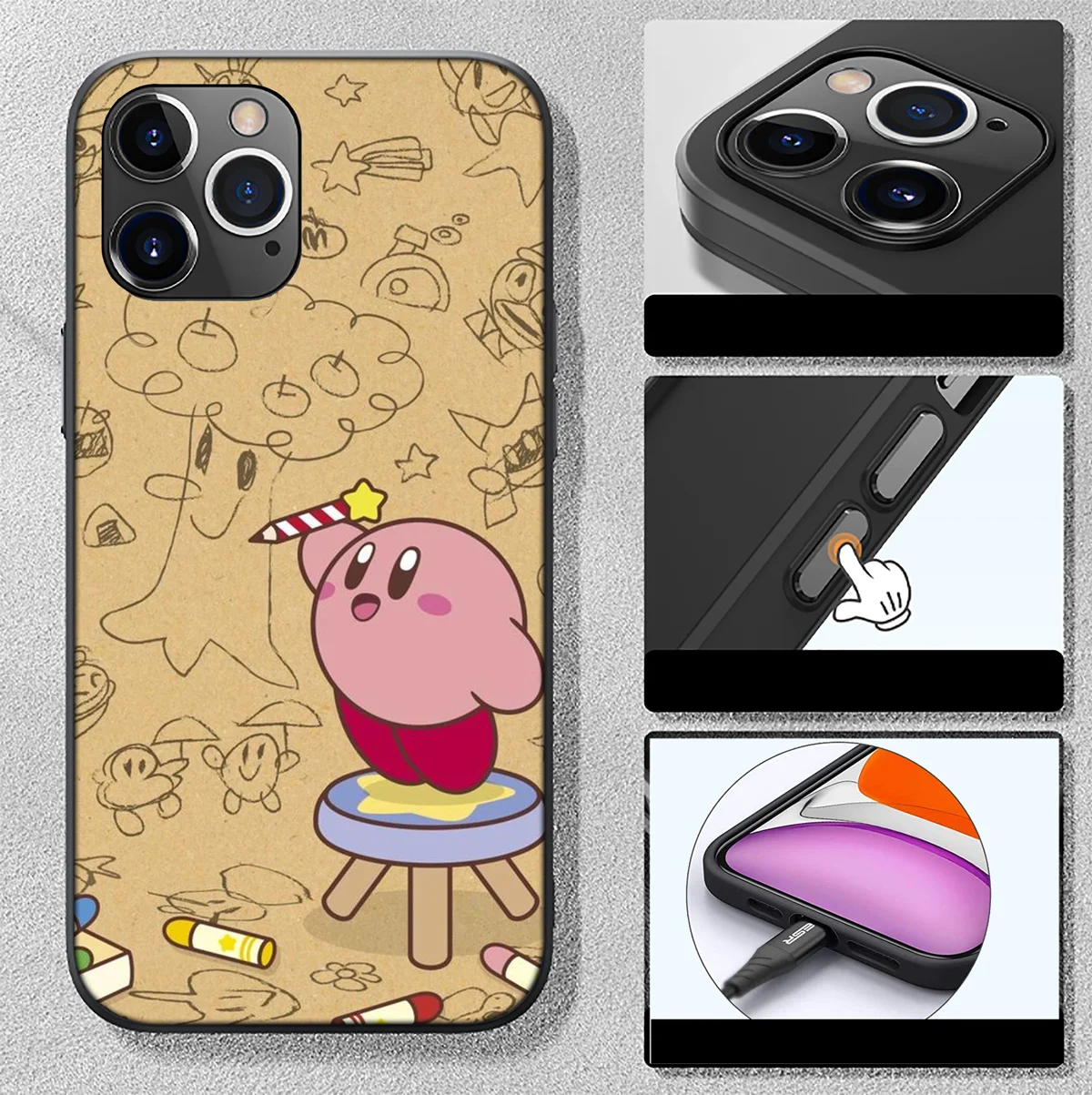 Мягкий чехол SA12 Anime Cute K-Kirbys для iPhone 16 15 14 13 7 8 Pro Max Mini Plus