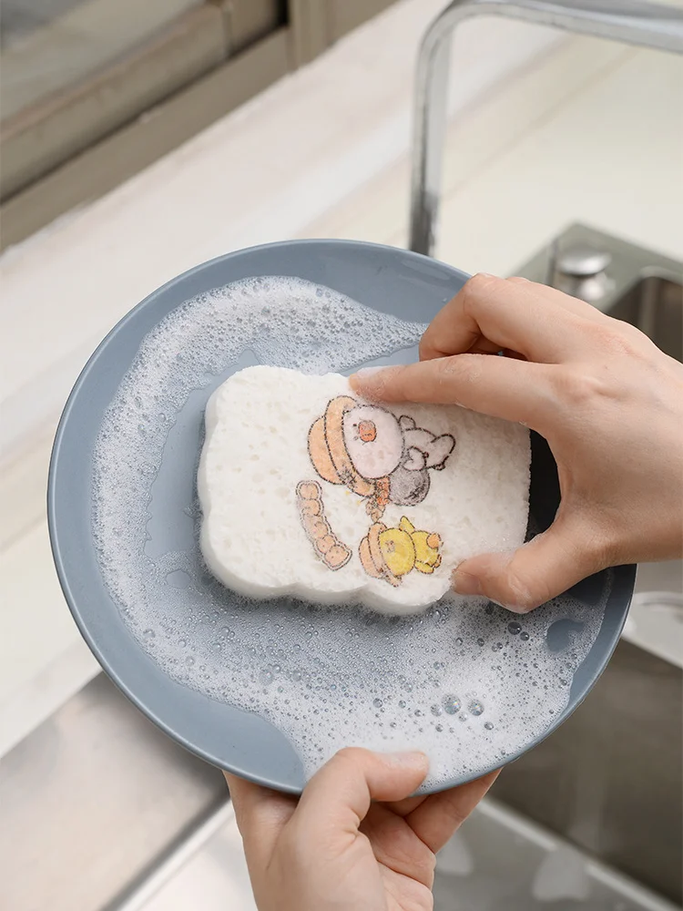 

Home Cleaning Sponges Scouring Pads Compressed Dishwashing Sponges Cartoon Double Sided Dishes Pot Wipe Kitchen Sponge