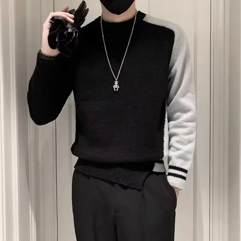 Мужской свитер с высоким воротником полуполо внутренний вязаный базовый слой