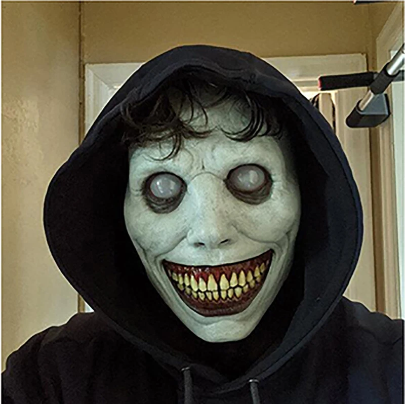 

Маска для косплея на Хэллоуин, демон, улыбка, маска, белое лицо с белой маской для глаз, экзорцист, мясник, ужасная маска