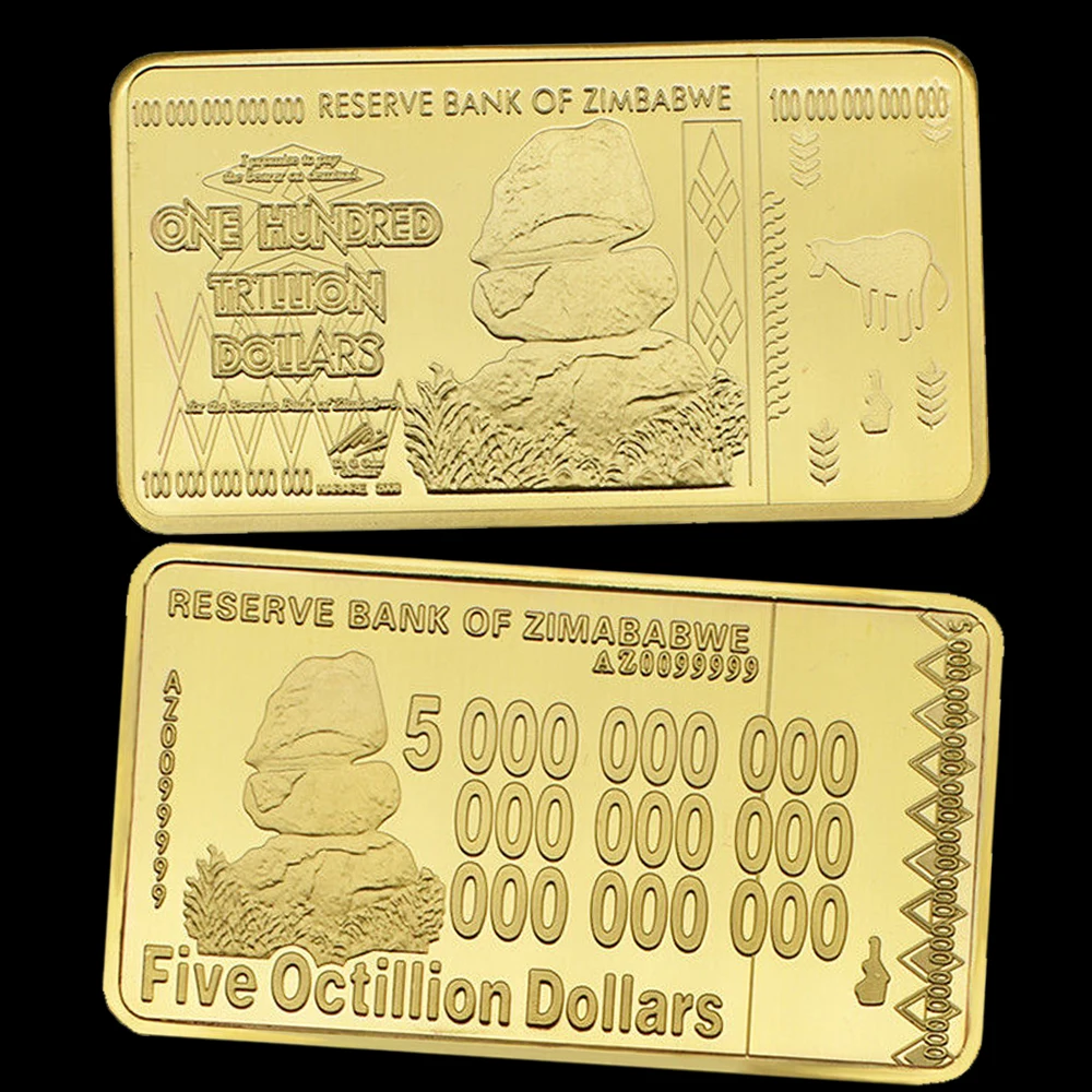 

Zimbabwe Five Octillion Dollors Bullion Reserve Bank Zimababwe Festival Gift Business Gift Home Decoration