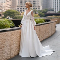 jiayigong satin wedding dress a line new arrival sheer scoop neck beading lace open back a line sweep train marriage bridal gown