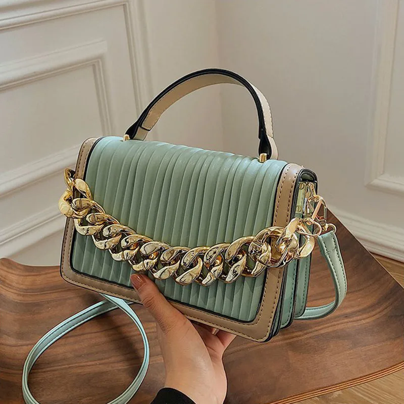 

Luxury Designer Chain Shoulder Bags for Women Spring Fashion Woman Crossbody Bag Casual Pu Leather Small Flap Women's Handbags