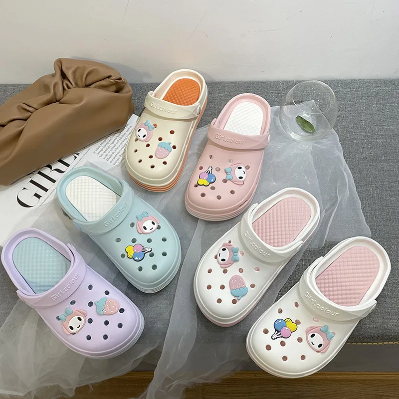2023 New Fashion Non-slip Charms Clogs Cross Sole Outdoor Women Slippers High Quality Summer EVA Beach Sandals For Girls