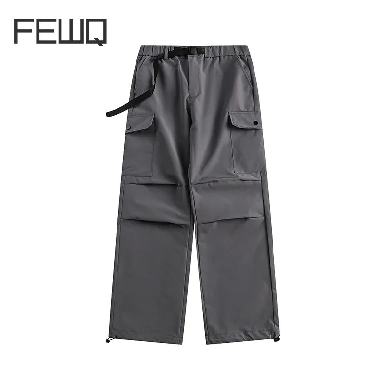 

FEWQ Men's Chic Design Vintage Style Casual Trousers Tide Loose Autumn New Solid Color Durable Straight Tube Cargo Pants 24X1234