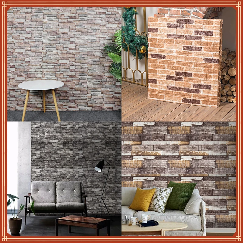 

New in 3D Wall Sticker Brick Pattern Wallpaper for Living Room Bedroom TV Wall 77x70cm Waterproof Self-Adhesive Wall sticker env