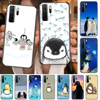 cute lovely penguin black soft cover the pooh for huawei nova 8 7 6 se 5t 7i 5i 5z 5 4 4e 3 3i 3e 2i pro phone case cases