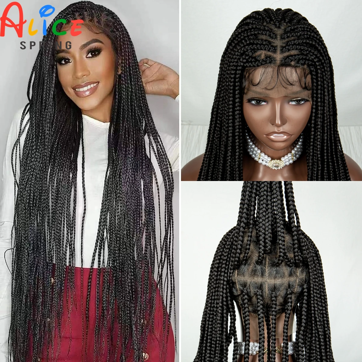 

Straight Synthetic Full Lace Braided Wigs Knotless Box Braided Wig for Women Long Natural Cornrow Braids Wig with Baby Hair