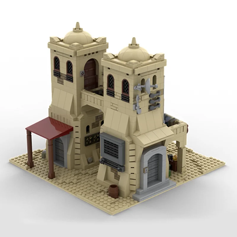 Фото 1344 детали MOC Star Battle SW Татуин Мос-Эйсли Пустынные Башни # 4 модели строительных блоков, архитектурный 3D-конструктор, рождественский подарок, игрушка, арт. №5