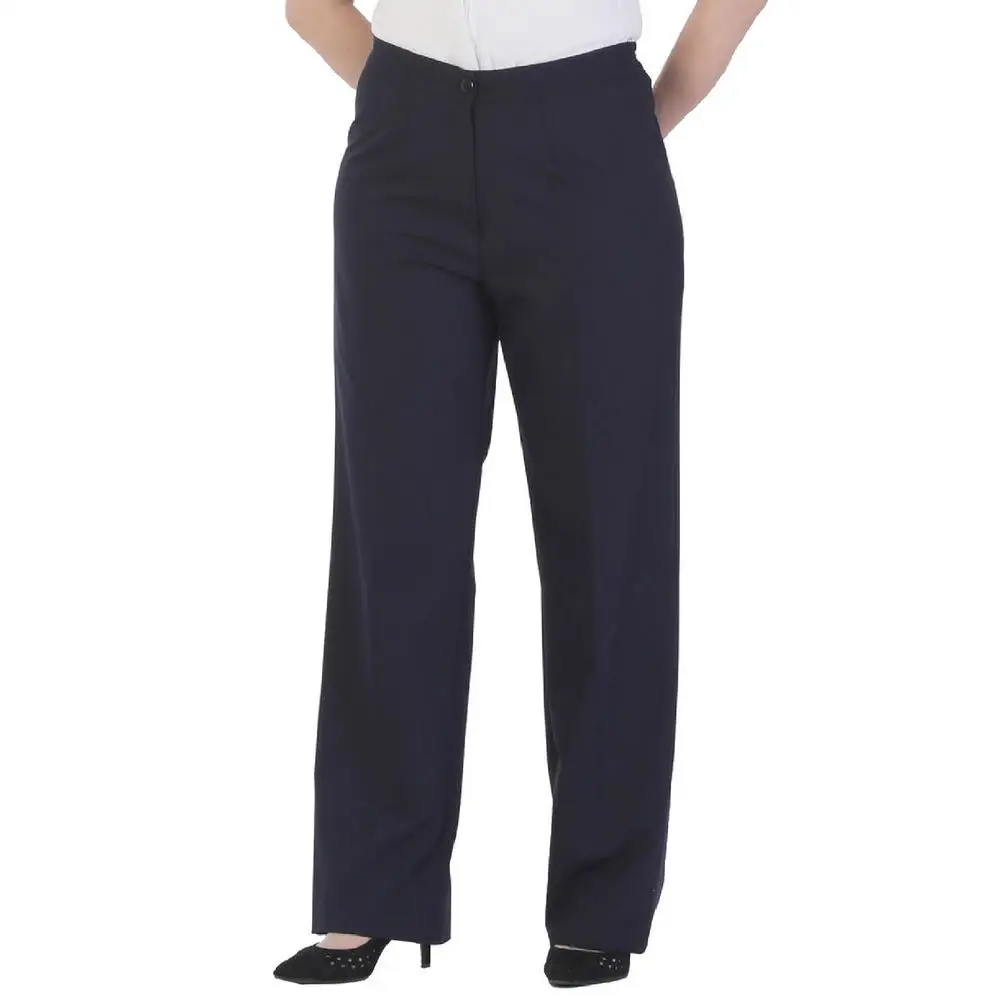F1812women large size pants Nvr1280 fabric Normal elastic detail waist straight leg wrist size pocket zipper closure brown black