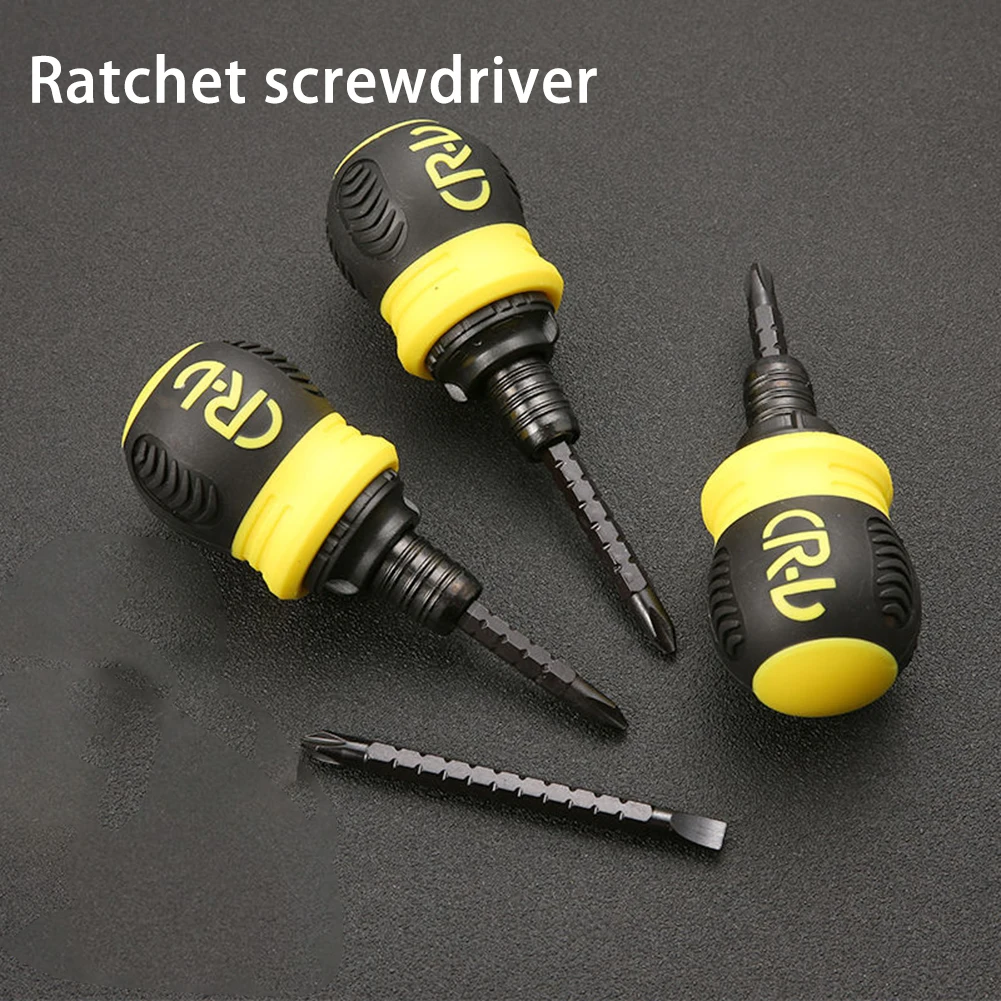 

Dual Purpose Slotted Phillips 2 in 1 Mini Ratchet Screwdriver CRV Steel Batch Head Telescopic Labor-Saving Manual Hardware Tool