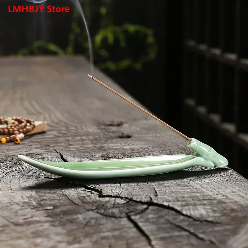 

Ceramic Aromatherapy Stove Decoration Creative Blue Porcelain Bamboo Leaf Bamboo Joint Sleeping Incense Stove Home Decor