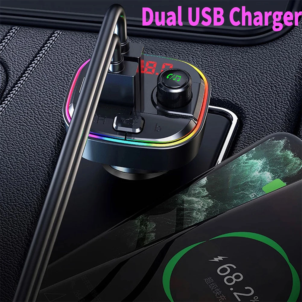 FM-трансмиттер автомобильный совместимый с Bluetooth 5 0 USB-зарядным устройством |