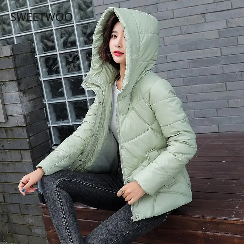 Parkas Mujer Women Fashion 2022 Winter Women Harajuku Jacket Warm Hooded Cotton Parkas White Coat Ladies Jacket Female Outwear